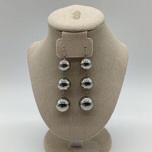 49. Large Silver Triple Ball Drop Earrings EUC